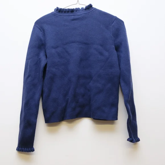 GAP Navy Ruffled Neck & Cuff Knit Sweater - Picture 2 of 5